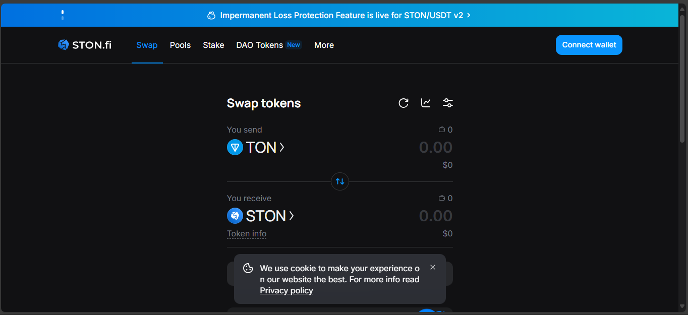 STON.fi v2 decentralized exchange on TON blockchain
