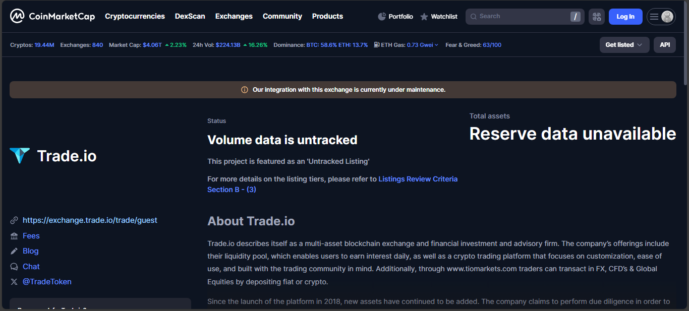 Trade.io crypto exchange platform