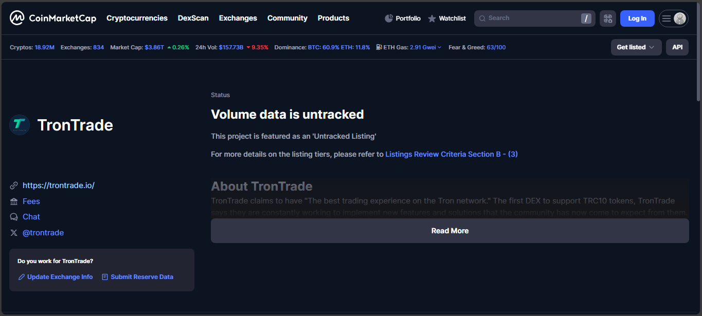 TronTrade decentralized exchange on TRON blockchain