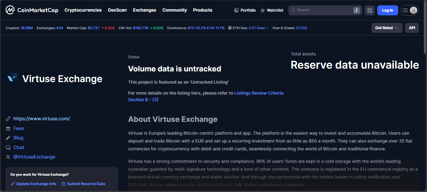 Virtuse Exchange inactive trading platform
