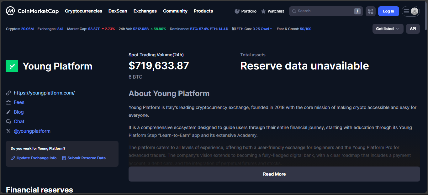 Young Platform crypto exchange