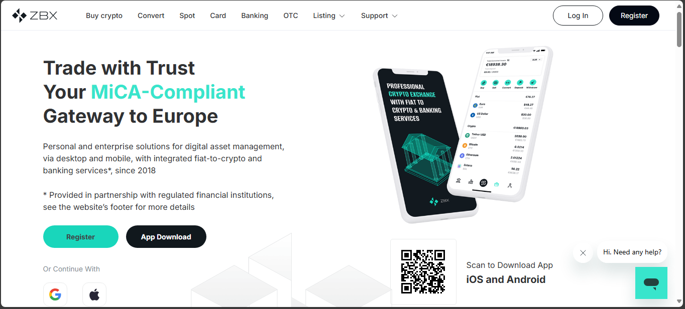 ZBX crypto exchange interface