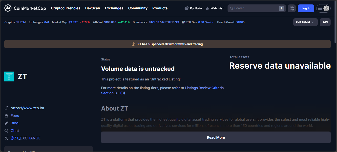 ZT crypto exchange platform