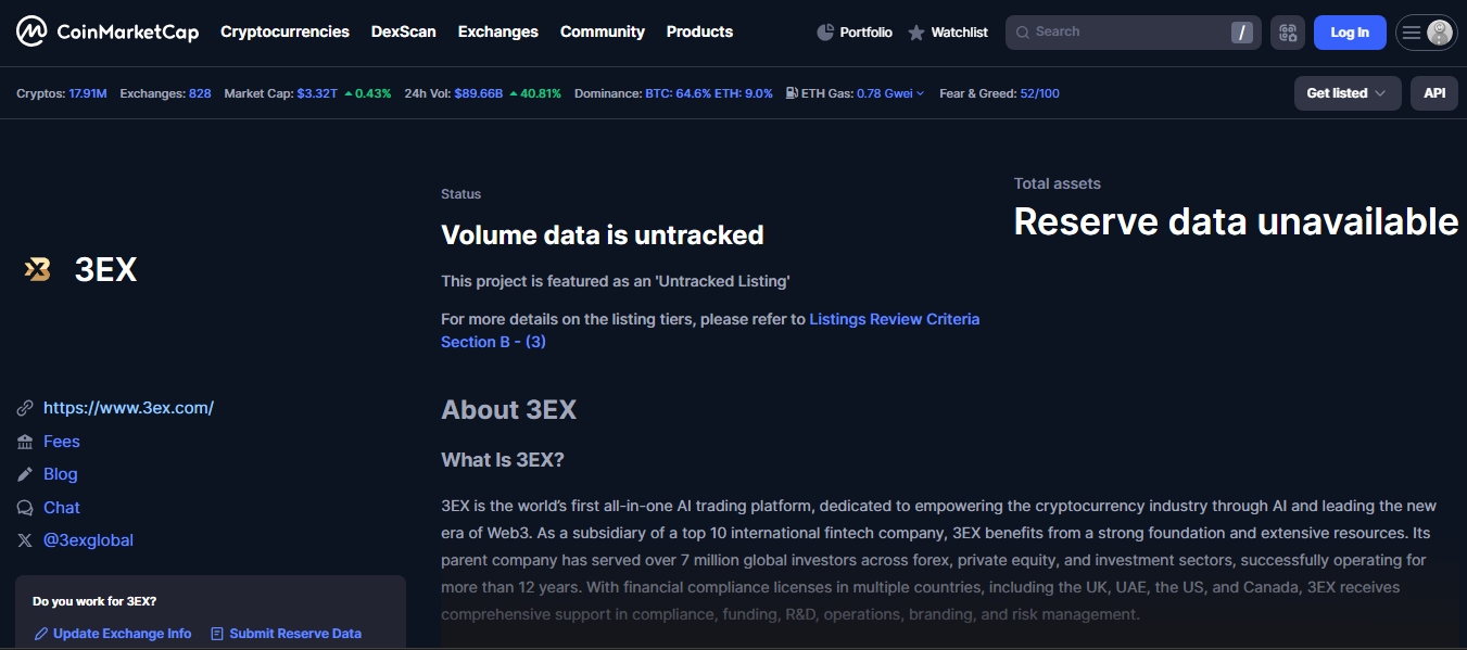 3EX crypto platform with AI and margin tools