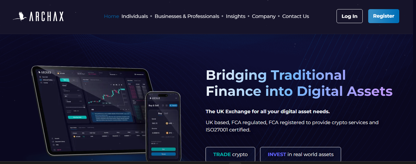 Archax platform interface and tokenization dashboard