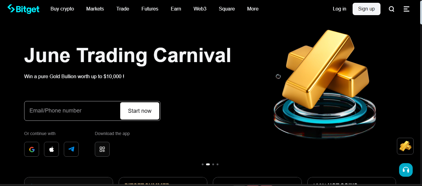 Bitget trading interface with markets and copy trading