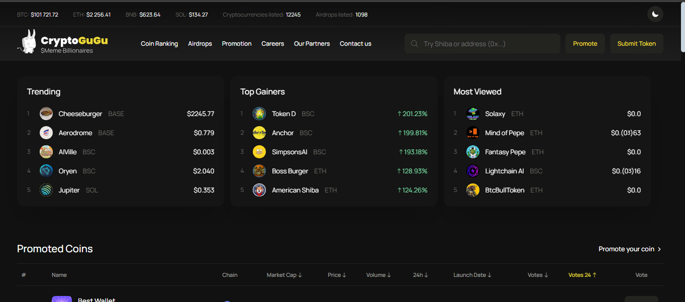 Cryptogugu interface and logo