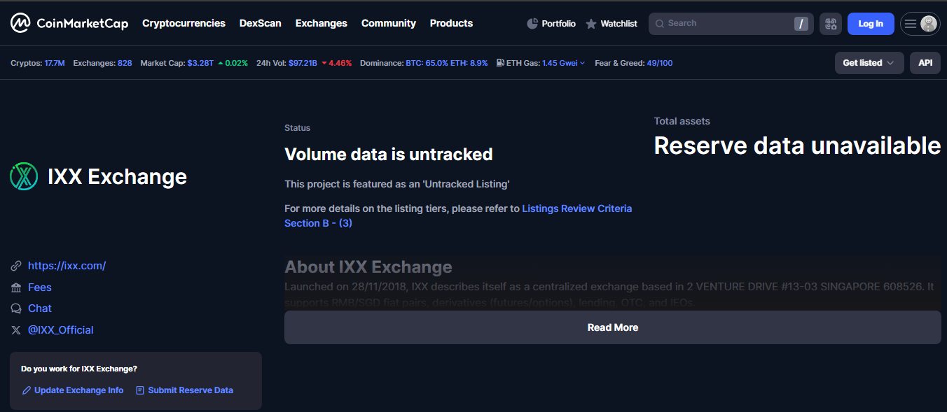 iXX Exchange clean spot trading screen with BTC and ETH pairs