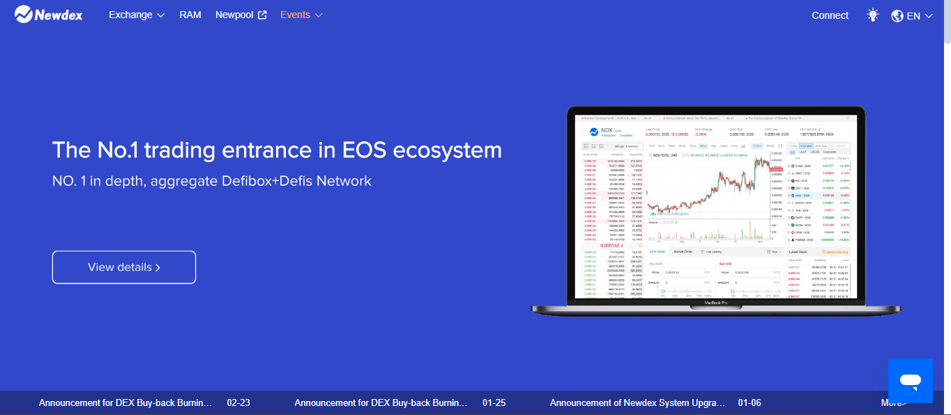 Newdex decentralized EOS trading interface