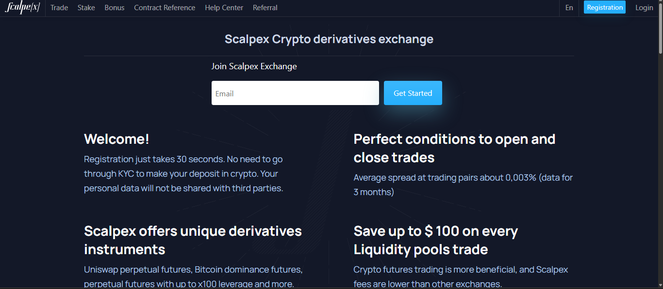 Scalpex platform showing futures leverage and bots